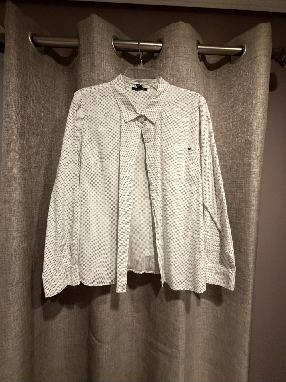 Tommy Hilfiger White with Tiny Navy Dot Button-Down Shirt